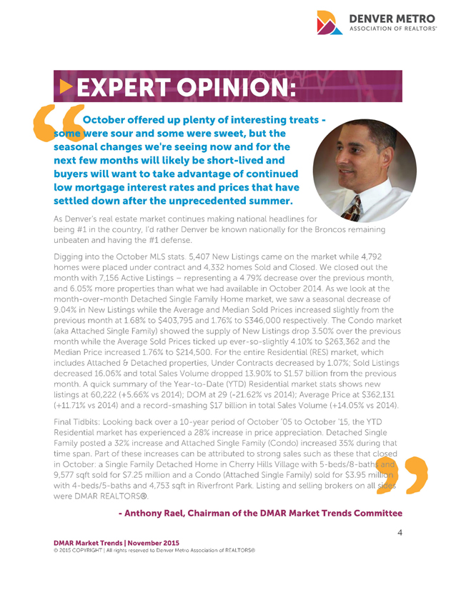 Denver Real Estate Market Expert Opinion by Anthony Rael - Denver Metro Association of REALTORS - #dmarstats