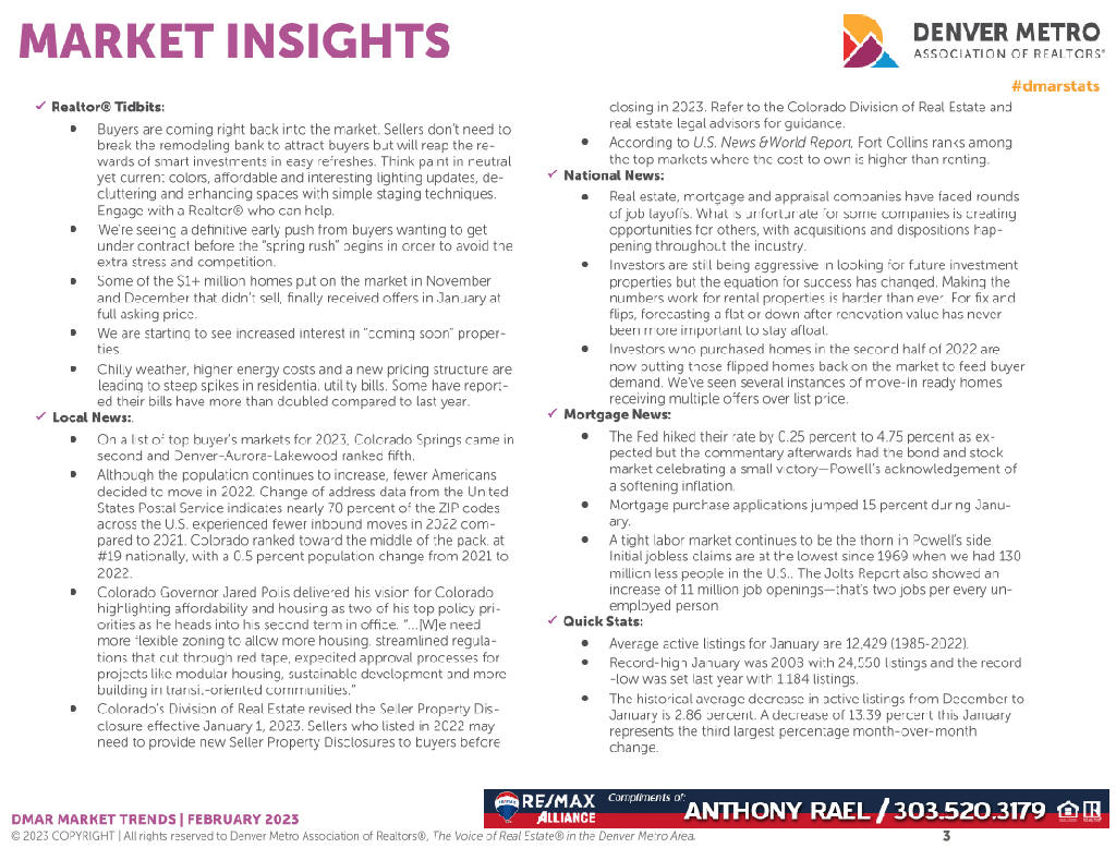 February 2023 Denver Real Estate Market Report - Denver Metro Association of REALTORS - #dmarstats